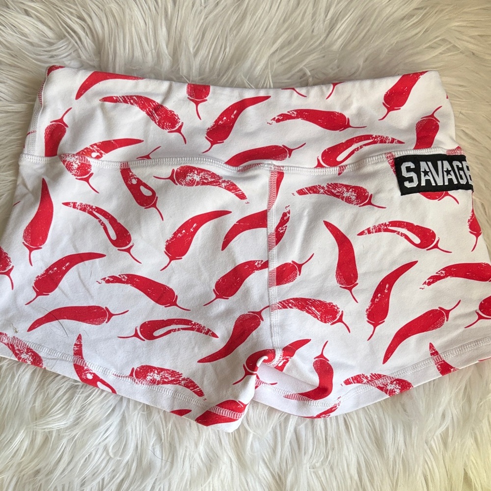 Savage Barbell Women's Athletic Shorts - Red Chili Print